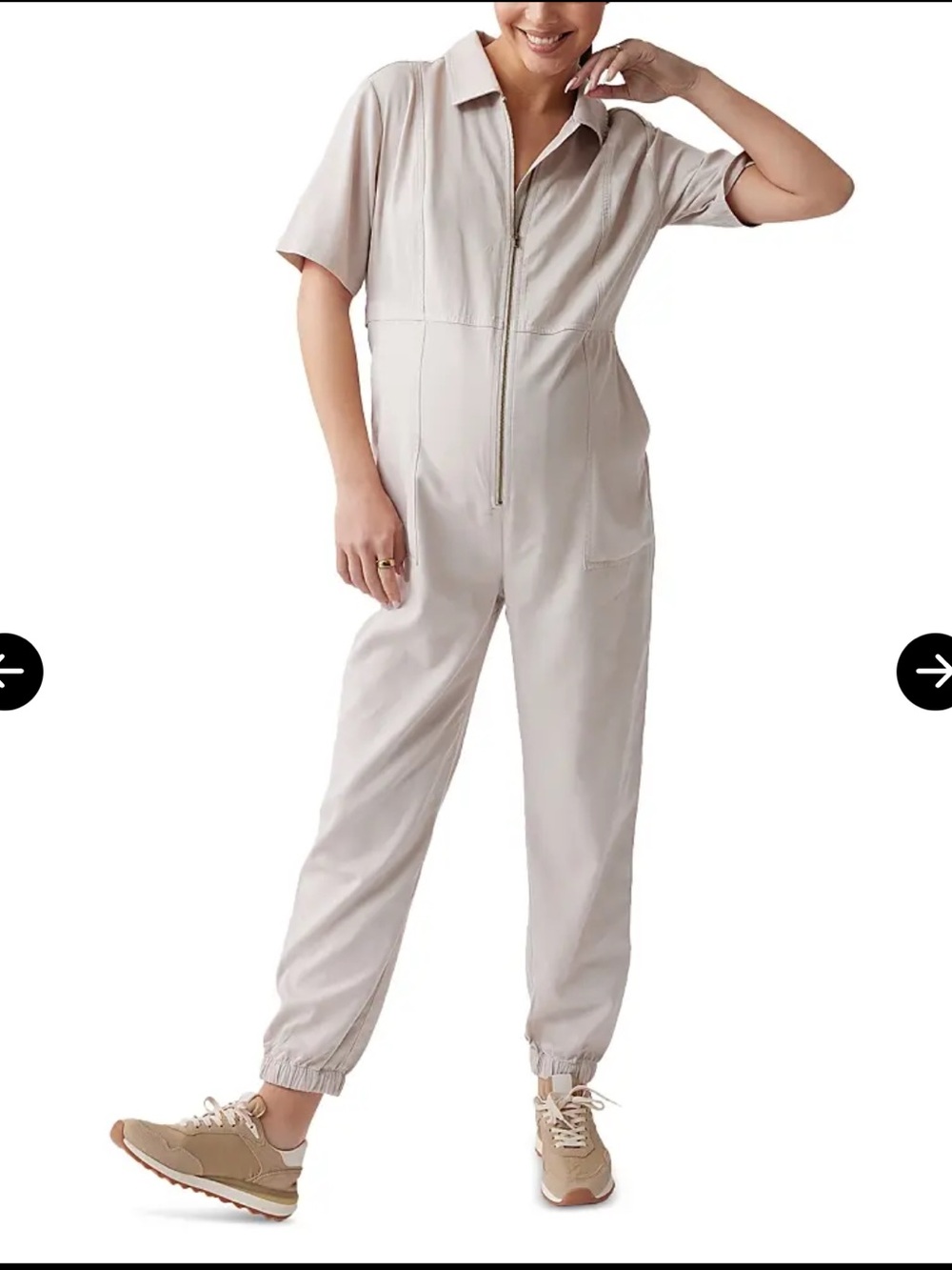 Ingrid & Isabel Maternity Pregnancy Utility Jumpsuit Stone Khaki size Large